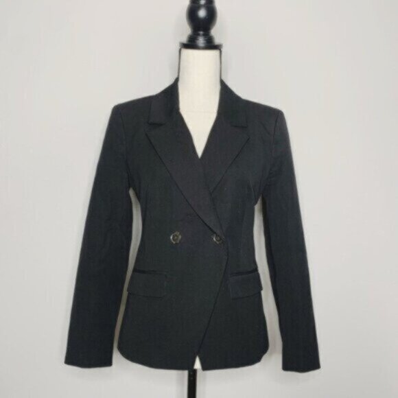 J. Crew Black Devon Bi-Stretch Cotton Blend Double Breasted Blazer - Picture 5 of 17